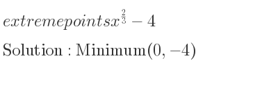 The extreme points of x^{2/3}-4 are Minimum(0,-4)